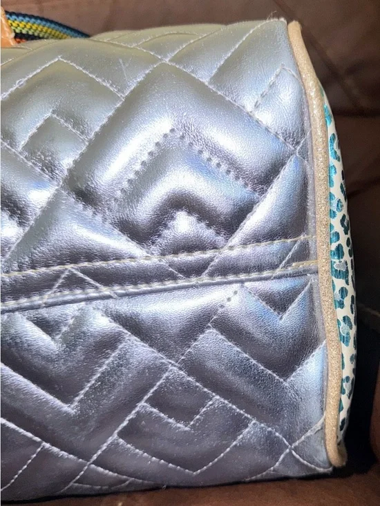 Consuela Silver Quilted Tote with Rainbow Straps - Picture 8 of 14